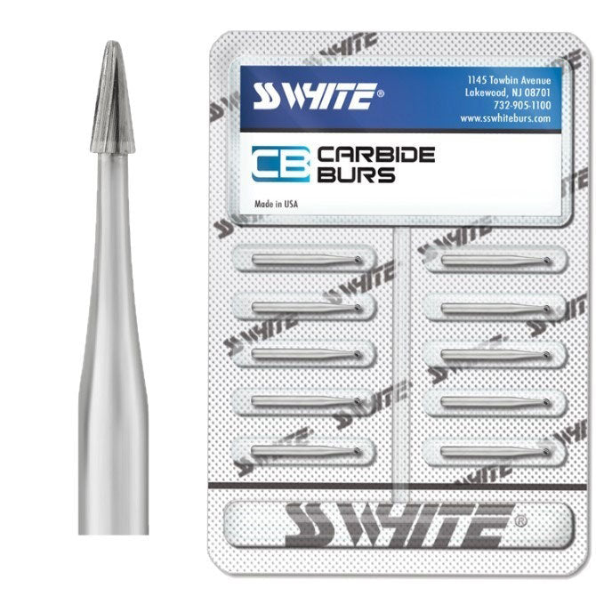 SS White 18010 Friction Grip FG Fissurotomy Original Taper Fissure Carbide Burs 10/Pk SS White 18010 Friction Grip FG Fissurotomy Original Taper Fissure Carbide Burs 10/Pk